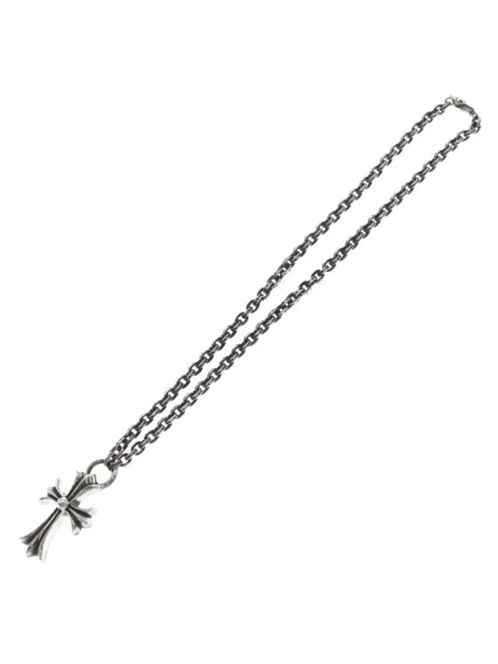 Chrome Hearts Ppr Chn Sml CH Crs Paper Chain Small CH Cross Silver Necklace